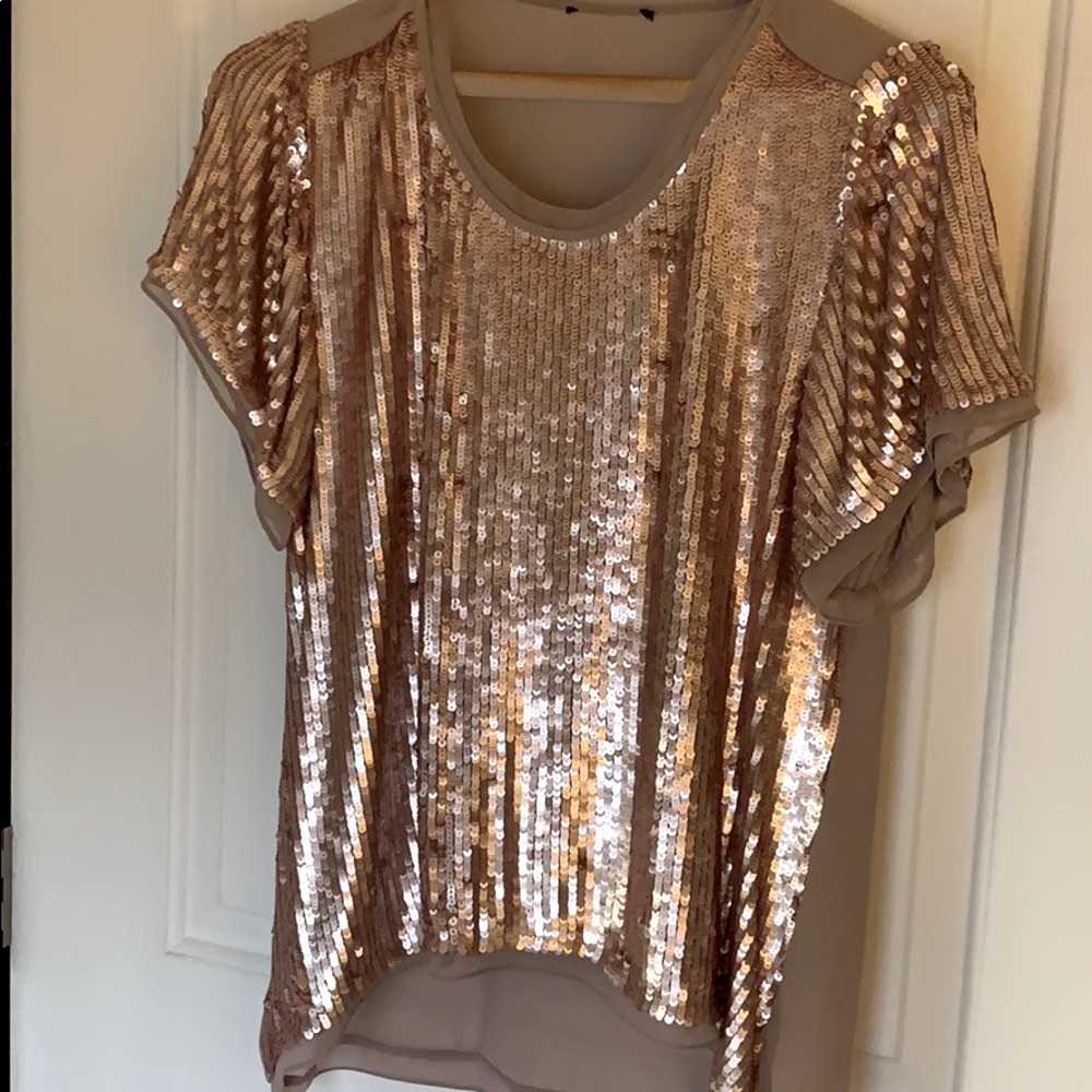 Velvet- Sparkling rose & nude ss t shirt size Med